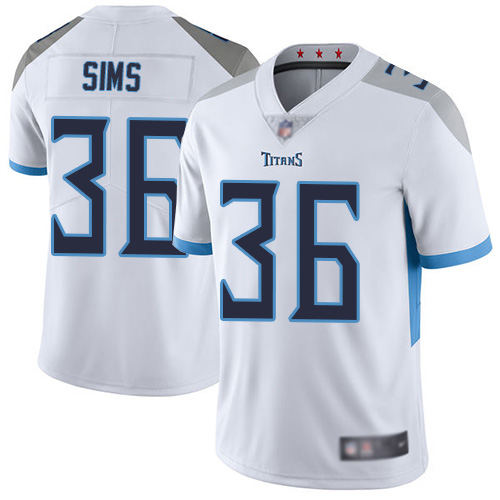 Tennessee Titans Limited White Men LeShaun Sims Road Jersey NFL Football 36 Vapor Untouchable